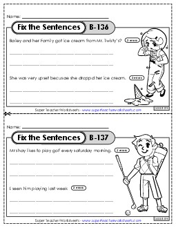 Fix the Sentences B-136 through B-140 Worksheet