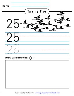 Print, Trace, Write: 25 Counting Worksheet