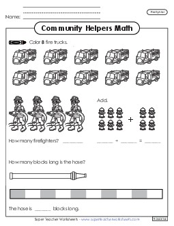 Community Helpers Math: Firefighter Worksheet