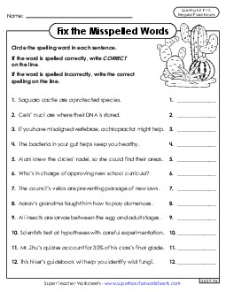 6th Grade Spelling Units (Level F) Worksheets Learning Tool