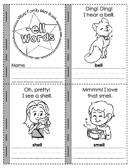 Mini-book: -ell Words Word Families Worksheet