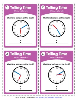 Time (5 Minute Intervals) Worksheet