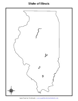 Blank Illinois Map (No Bordering States) State Maps Worksheet