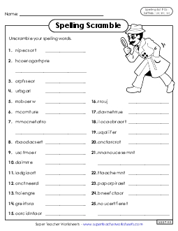 Word Scramble (F-23)  Spelling F Worksheet