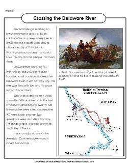 Crossing the Delaware Free Revolutionary War Worksheet