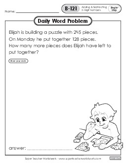 Daily Word Problems  B-121 through B-125 Worksheet