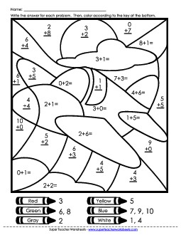 Addition Mystery Picture: Airplane Worksheet