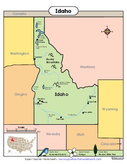 Map of Idaho State Maps Worksheet