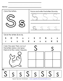 Letter S - Mixed Skills (Basic) Alphabet Worksheet