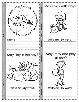 Mini-Book (-ay) Word Families Worksheet