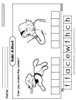 Build-A-Word: Fetch and Watch Phonics Trigraphs Worksheet