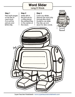 Word Slider 1 - Long O Phonics Vowels Worksheet