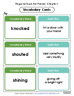 Vocabulary Cards for Chapter 1 Free Book Frog And Toad Worksheet