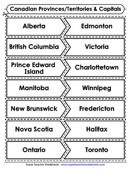 Puzzle Match: Capitals Canada Worksheet