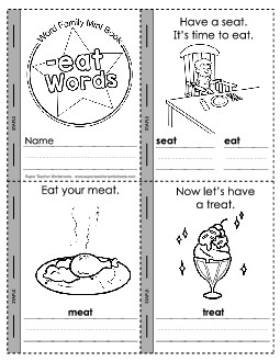 Mini-Book (-eat) Free Word Families Worksheet