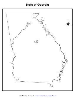 Blank Georgia Map (No Bordering States) State Maps Worksheet