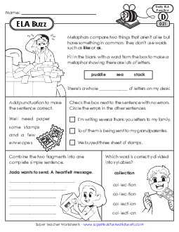 ELA Buzz: Week 5 Worksheets 21 through 25 Daily Ela Review Worksheet