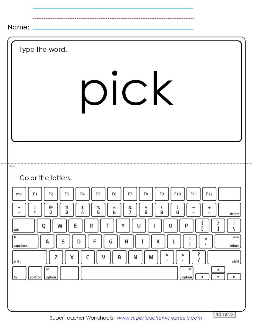 Type the Word: Pick Sight Words Individual Worksheet