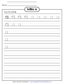 Lowercase a (Smaller Font Size) Free Alphabet Worksheet