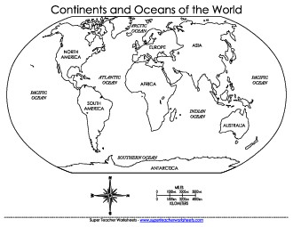 World Map Free 1st Grade Social Studies Worksheet