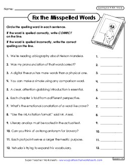 Correct or Incorrect? (ELA) Free Spelling F Worksheet