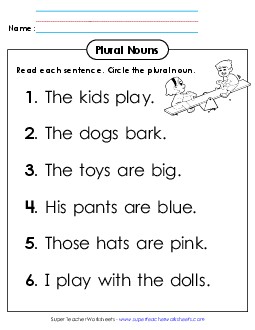 Identify Plural Nouns Worksheet