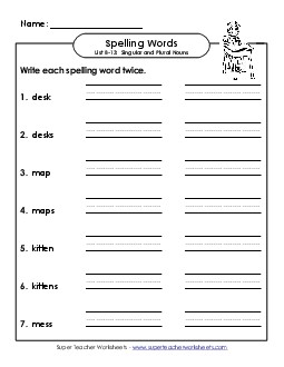 Write Twice (B-13) Spelling B Worksheet