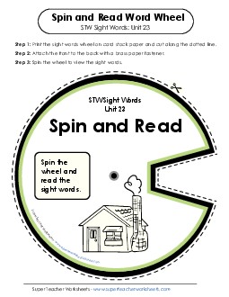 Spin and Read (Unit 23) Sight Words Worksheet