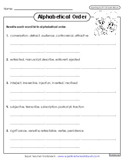 Alphabetical Order Worksheet (F-28) Spelling F Worksheet