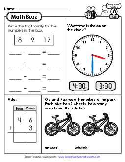 Math Buzz: Week 25 Worksheets 121 through 125 Daily Math Review Worksheet