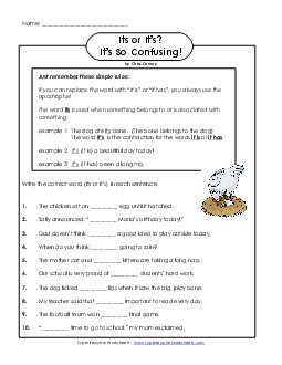 It\'s or Its (Homophones) Worksheet