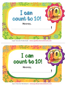 I Can Count to 10! Award Awards Worksheet