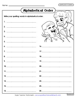 Alphabetical Order: Whole List (Careers) Spelling F Worksheet