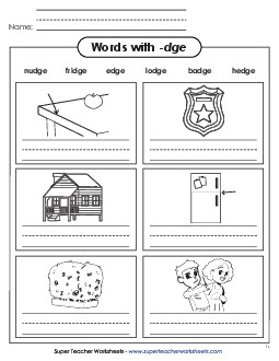 Writing -dge Words  Phonics Trigraphs Worksheet