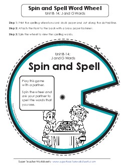 Spin and Spell (B-14) Spelling B Worksheet