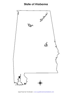 Blank Alabama Map (No Bordering States) Free State Maps Worksheet