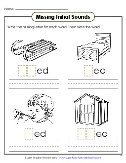 Missing Initial Sounds (-ed) Word Families Worksheet