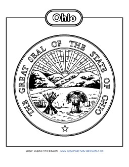 Ohio State Seal (Black & White) States Individual Worksheet