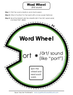 Word Wheel: <i>-ort</i> Words Phonics R Controlled Vowels Worksheet