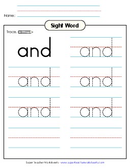 Trace the Word: And Free Sight Words Individual Worksheet