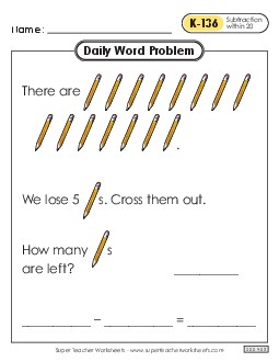 Daily Word Problems  K-136 through K-140 Worksheet