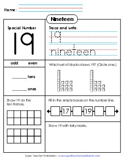 Special Number: Nineteen Counting Worksheet