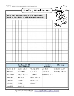 Make-a-Search (D-23) Spelling D Worksheet