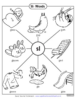 Anchor Chart (Sl- Words) Phonics Blends Worksheet