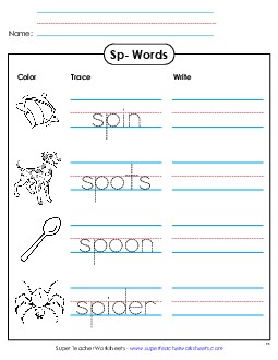 Trace and Write Phonics Blends Worksheet