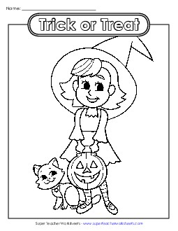 Little Witch: Trick-or-Treat Free Halloween Worksheet