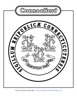 Connecticut State Seal (Black & White) States Individual Worksheet