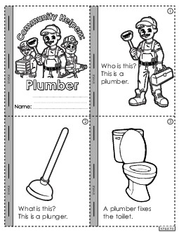 Mini-Book: Plumber Community Helpers Worksheet