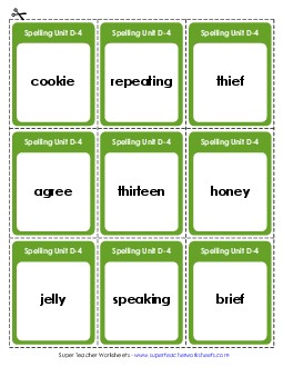 Flashcards (D-4) Spelling D Worksheet