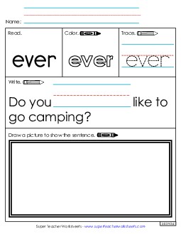 Worksheet 3: Ever Sight Words Individual Worksheet